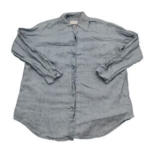 Dana B Karen Shirt Womens 4 Blue Chest Pocket Button Up Long Sleeve Collared Top